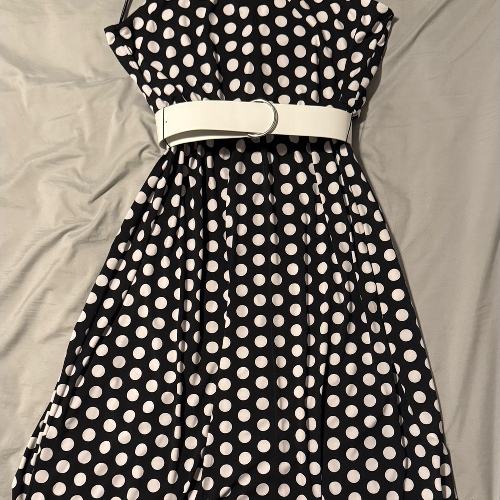 Michael Kors Black and White Polka Dot Maxi Dress